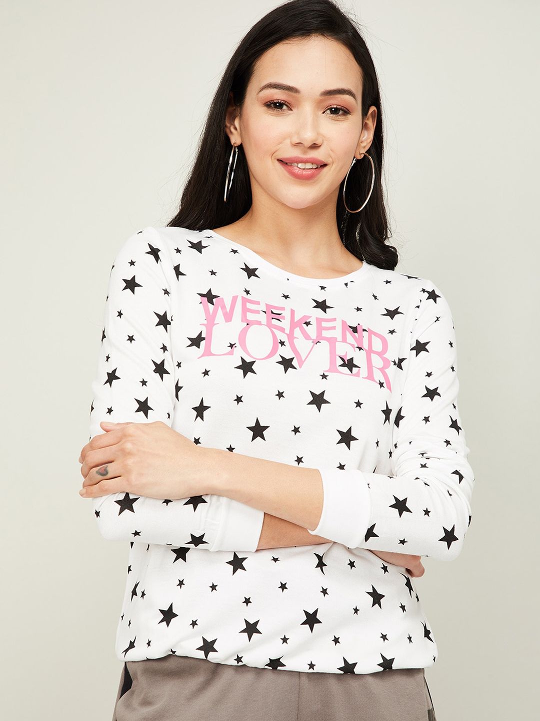 Fame Forever by Lifestyle Women White Printed Sweatshirt Price in India