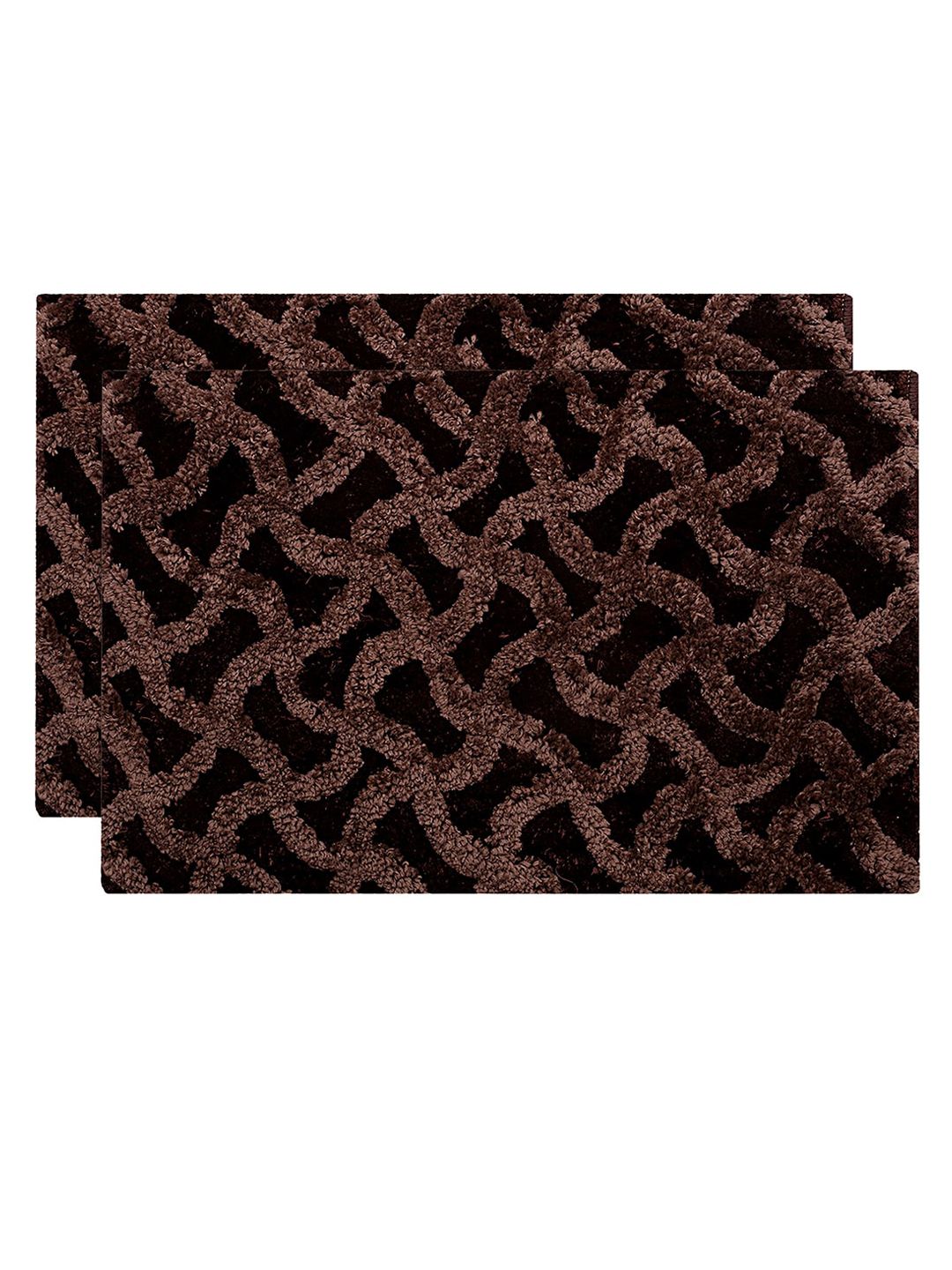 Kuber Industries Pack Of 2 Brown Textured Velvet Anti-Skid Doormats Price in India