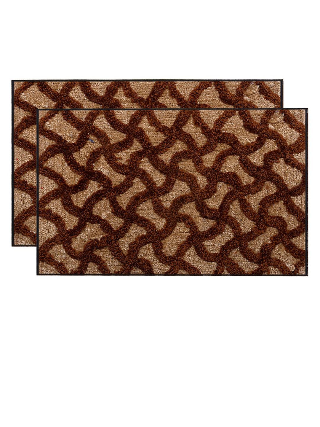 Kuber Industries Set Of 2 Brown Anti-Slip Doormats Price in India