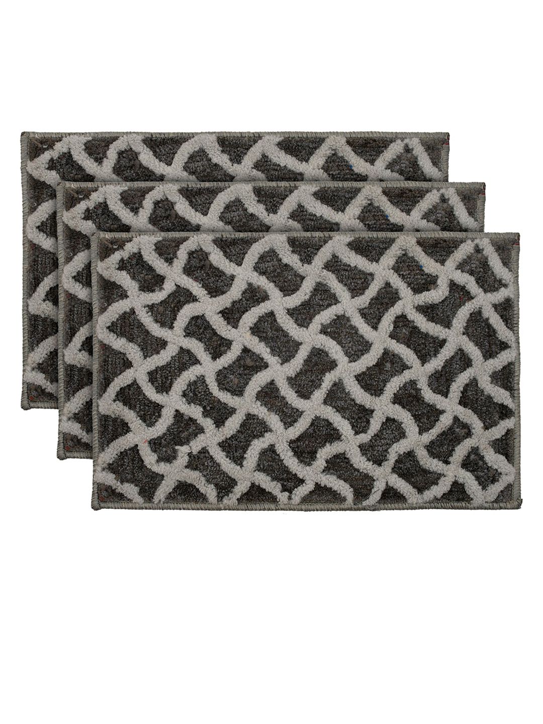 Kuber Industries Set Of 3 Brown & Grey Washable & Non-Slip Velvet Doormats Price in India