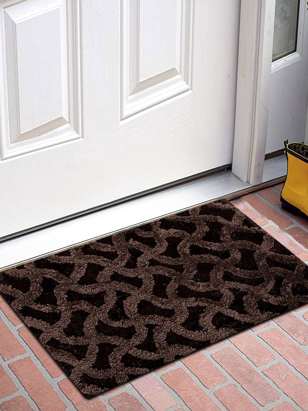 Kuber Industries Brown Textured Anti Skid Doormat Price in India