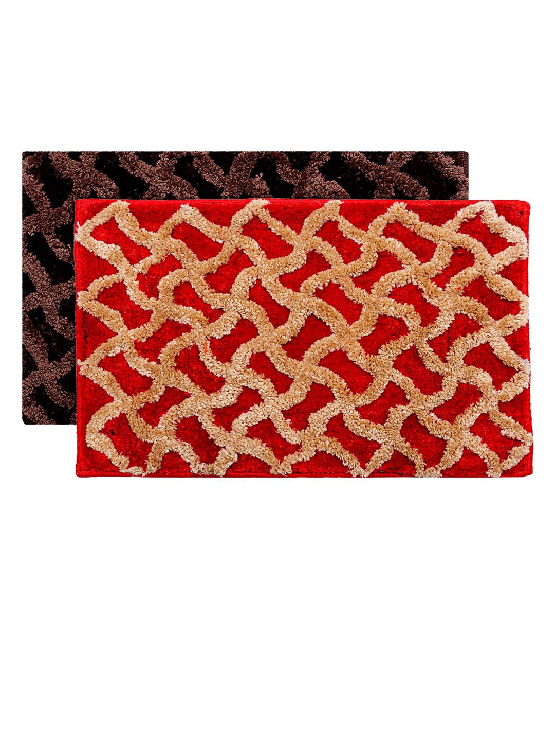 Kuber Industries Set Of 2 Patterned Velvet Anti-Skid Doormat Price in India