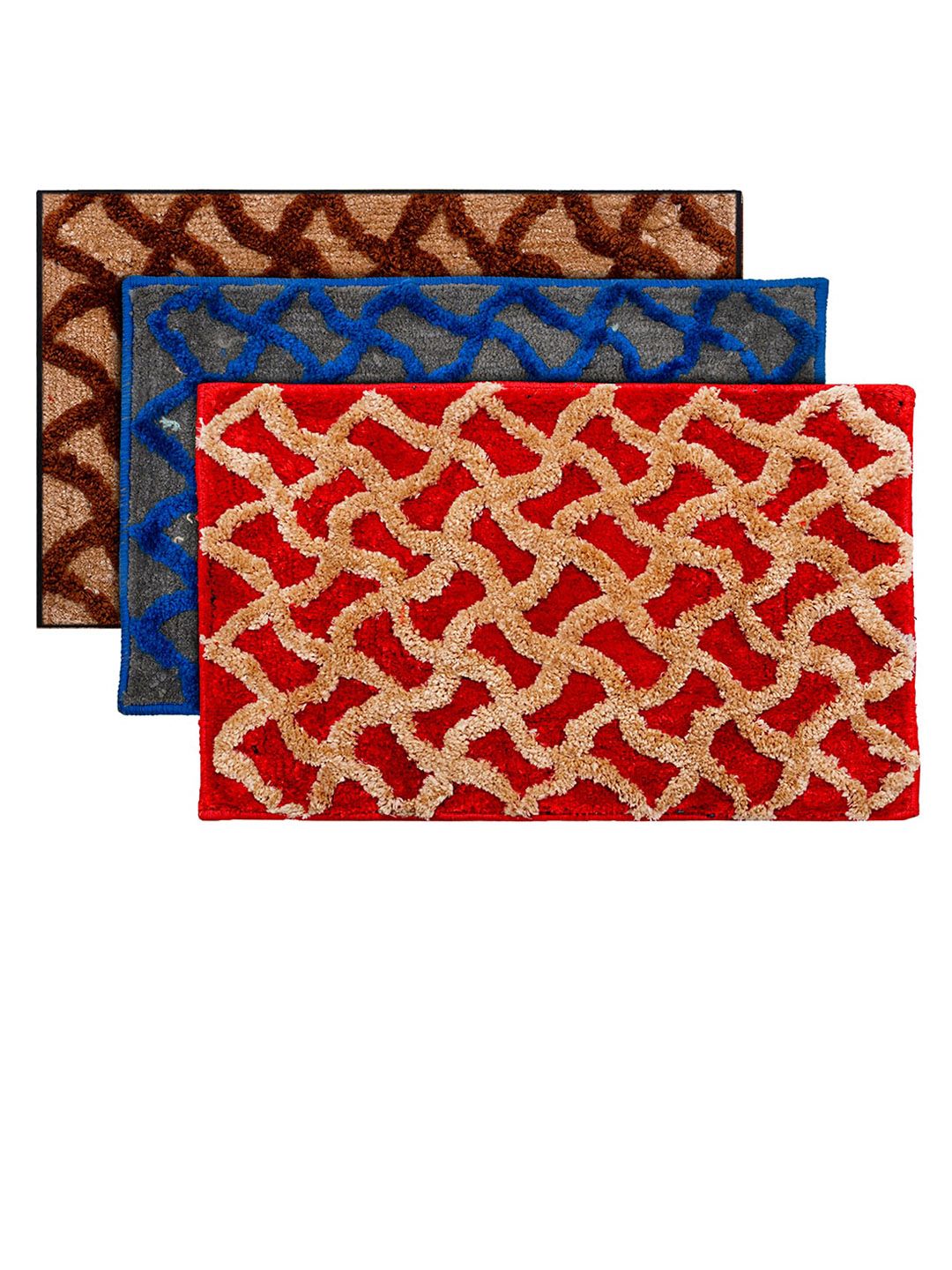 Kuber Industries Set Of 3 Velvet Anti-Skid Doormats Price in India