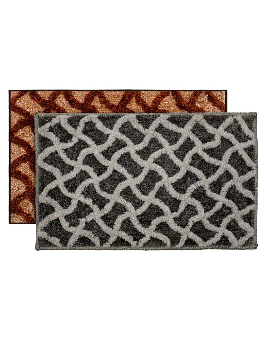 Kuber Industries Set Of 2 Textured Velvet Anti-Skid Doormats Price in India