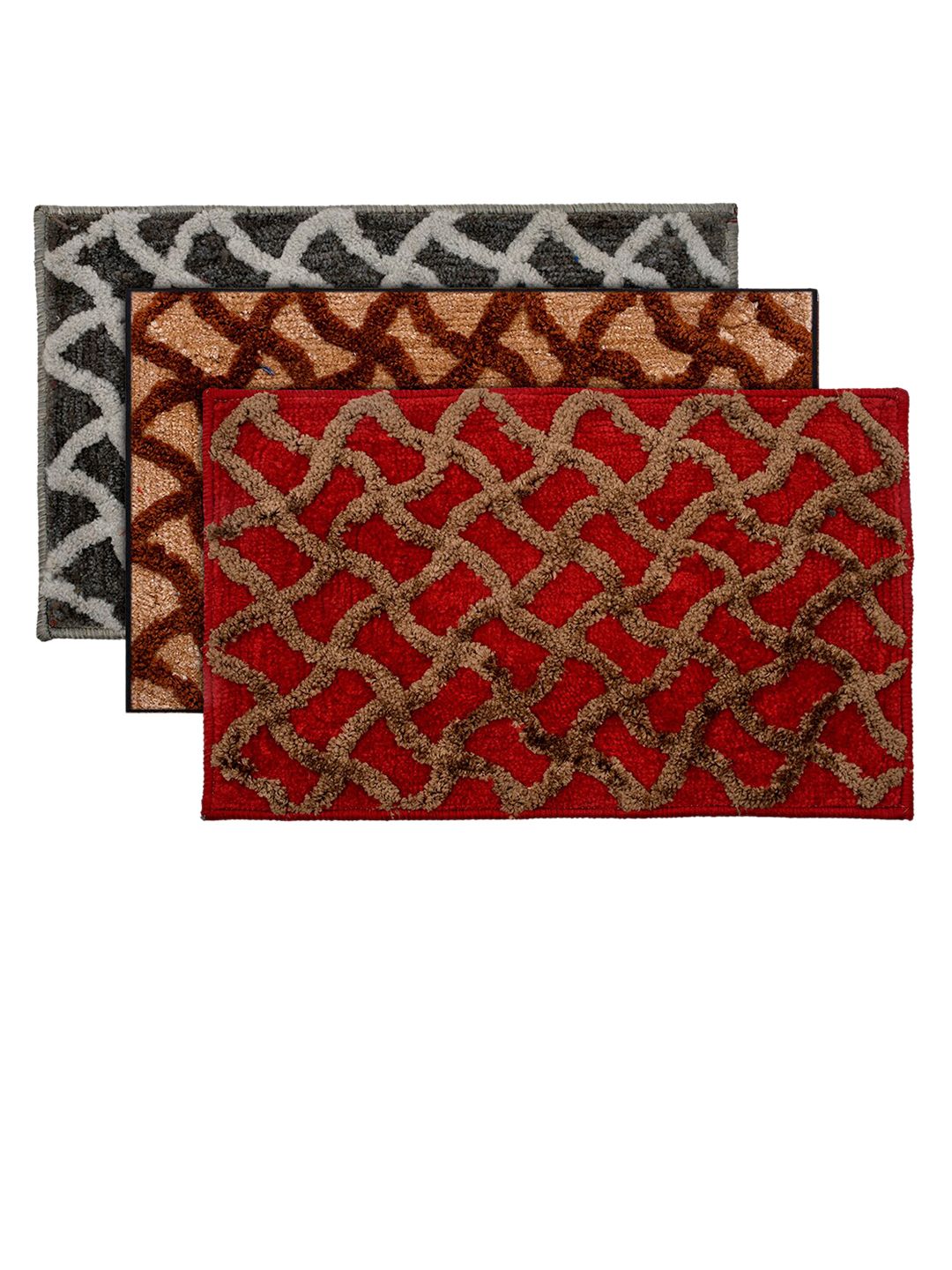 Kuber Industries Set Of 3 Patterned Anti-Skid Doormat Price in India