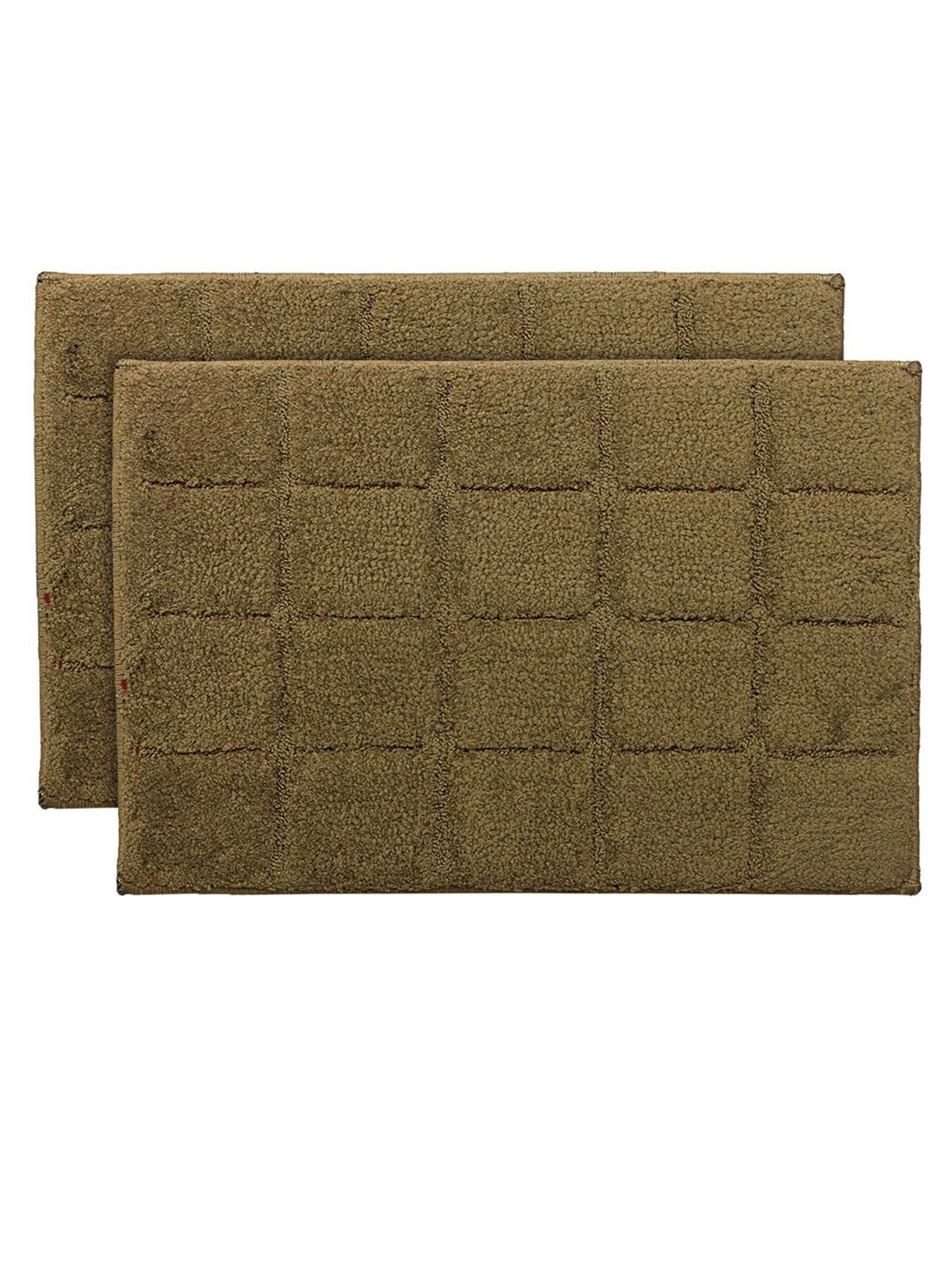 Kuber Industries Set Of 2 Brown Textured Velvet Anti-Skid Doormats Price in India