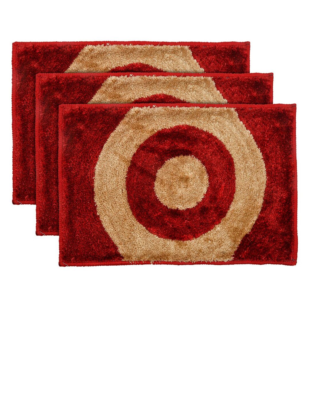 Kuber Industries Pack Of 3 Red & Beige Anti Skid Doormat Price in India