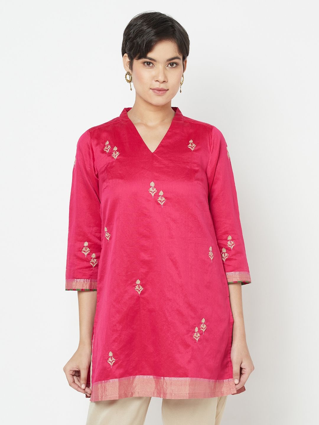 Fabindia Pink Embroidered Tunic Price in India