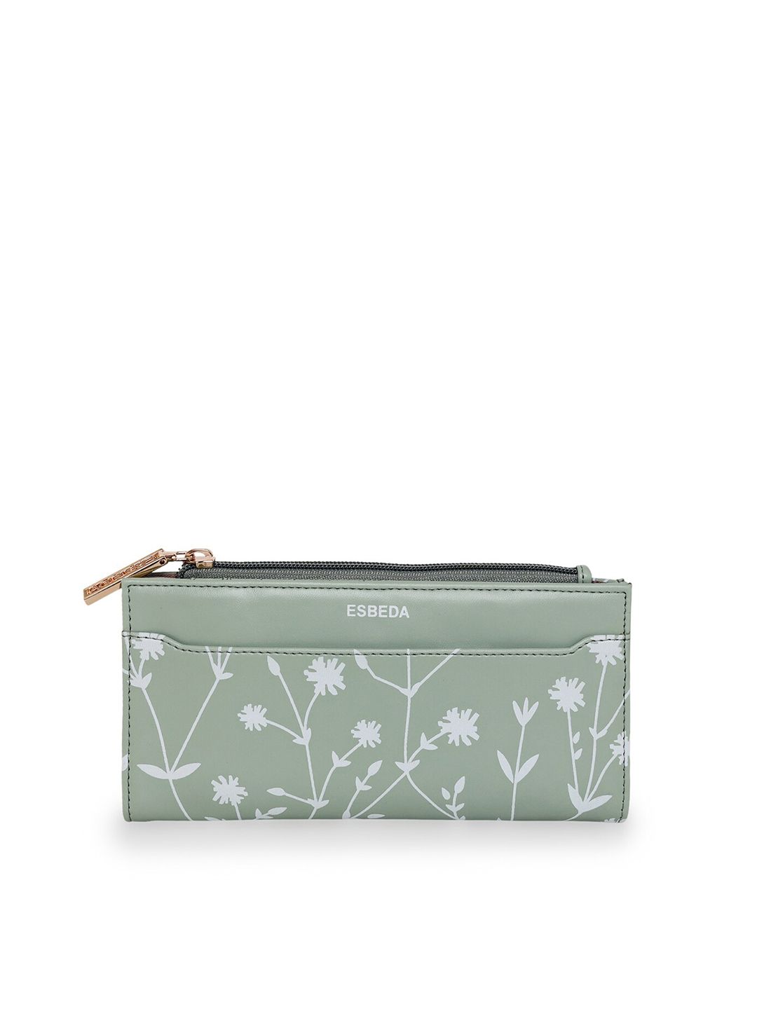 ESBEDA Women Green Floral Printed Zip Detail Two Fold Wallet Price in India