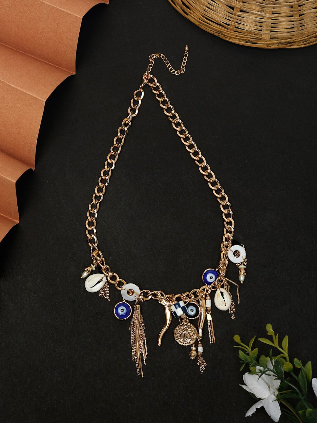 Madame Gold-Toned & White Rose Gold-Plated Chain Price in India