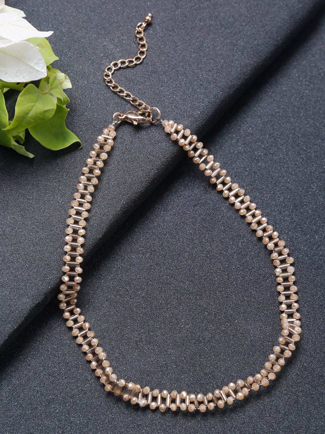 Madame Rose Gold & Beige Rose Gold-Plated Necklace Price in India