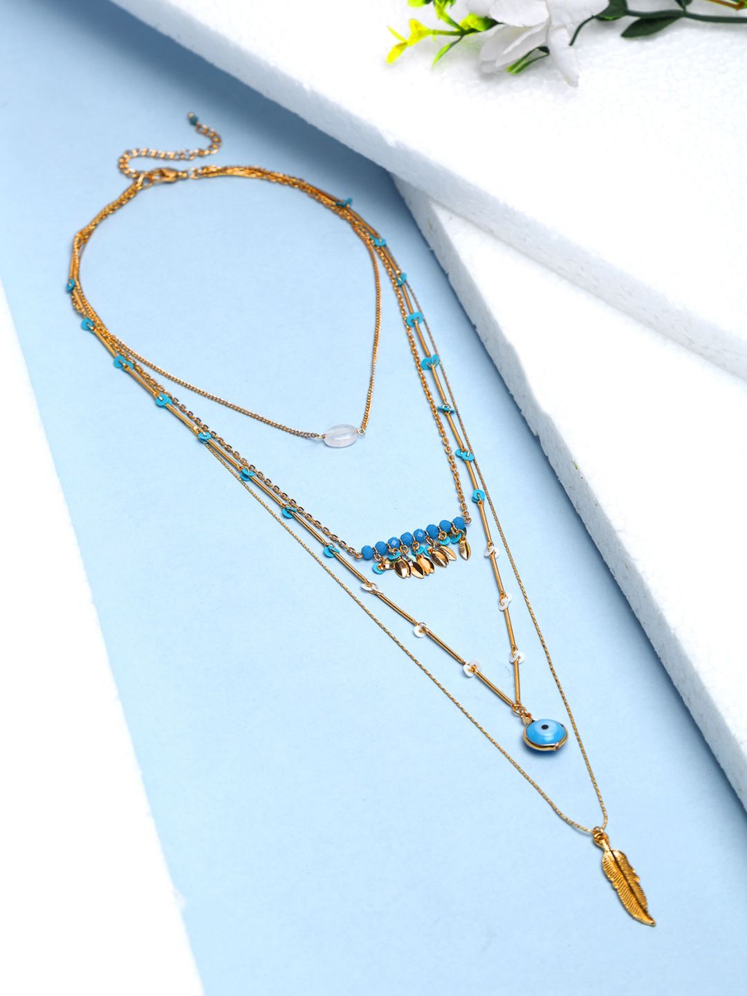 Madame Rose Gold & Blue Rose Gold-Plated Layered Chain Price in India