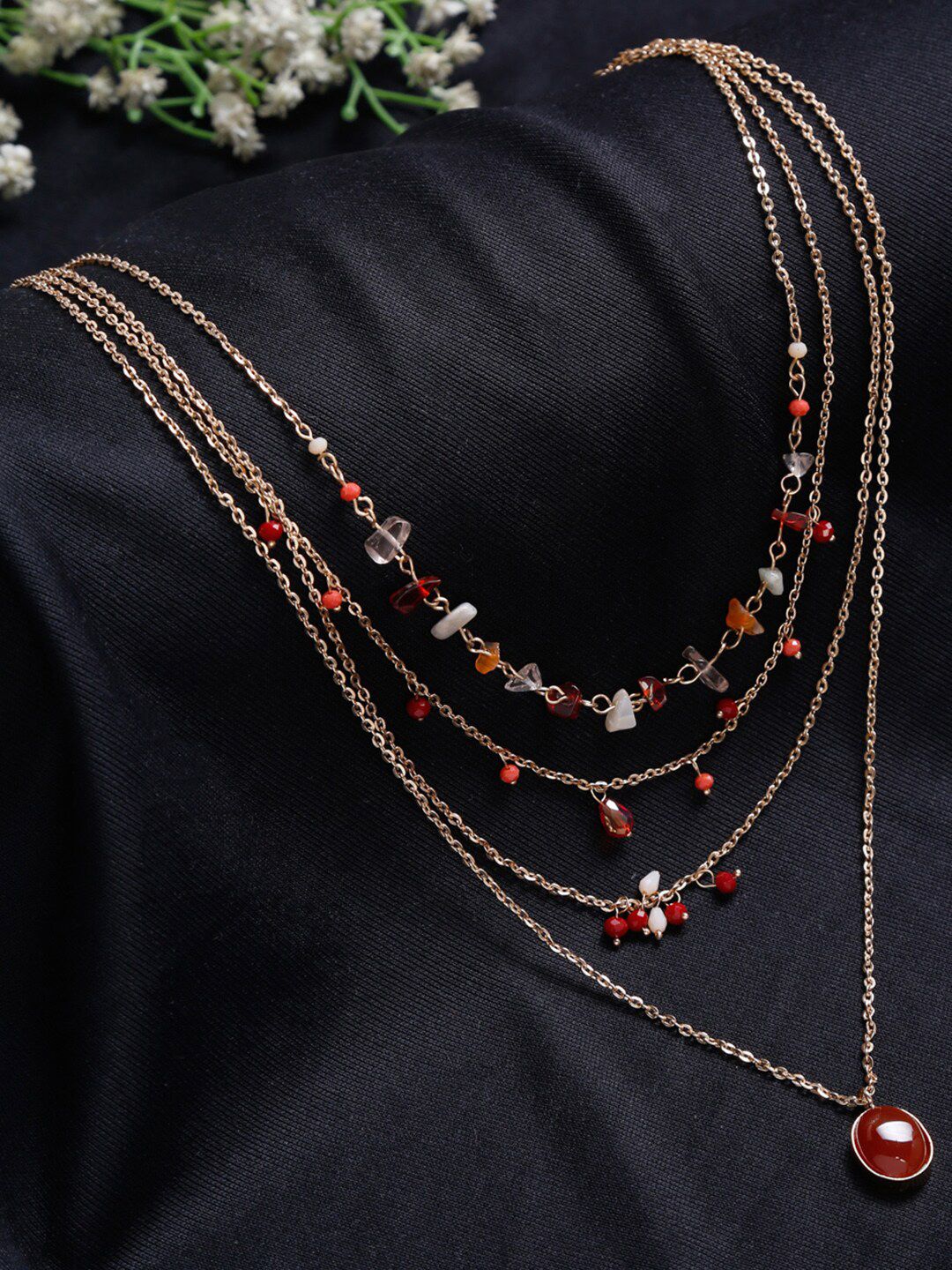 Madame Rose Gold & Red Rose Gold-Plated Necklace Price in India
