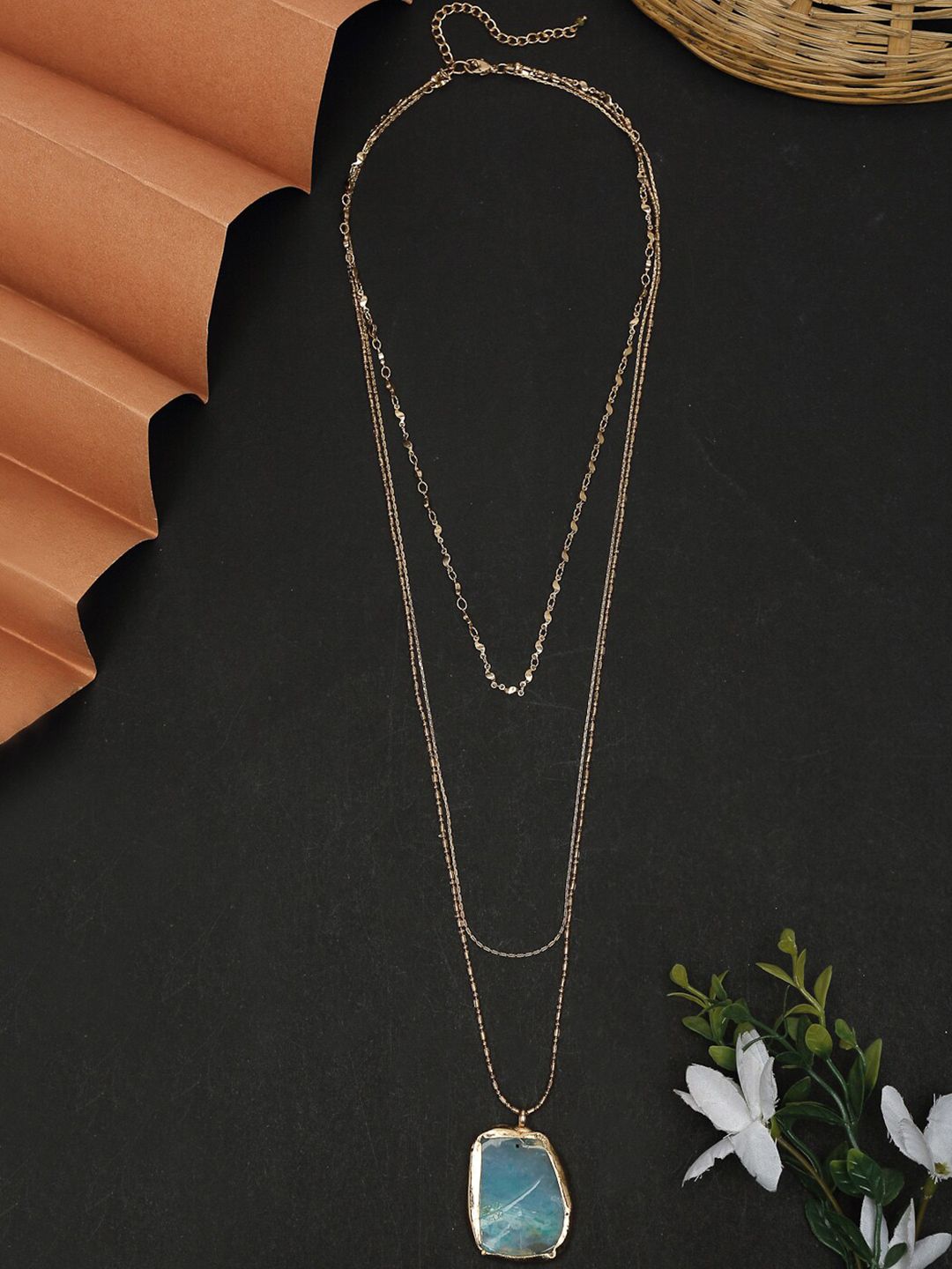 Madame Rose Gold & Blue Rose Gold-Plated Necklace Price in India