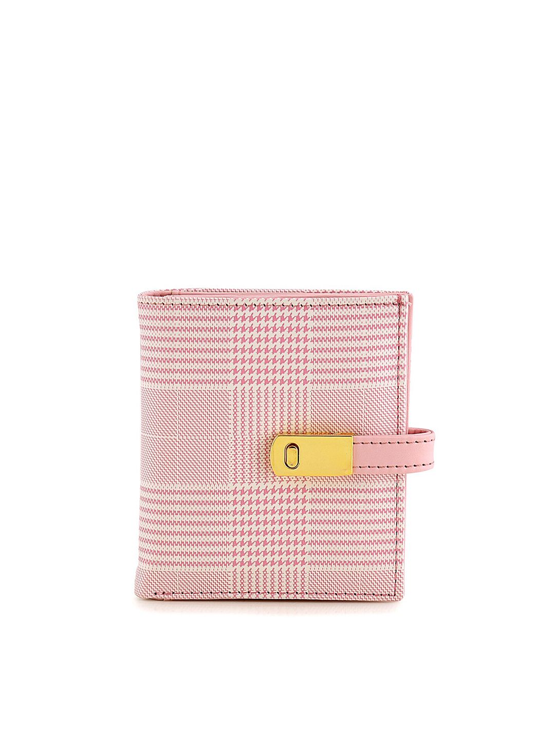 Bellissa Women Pink & White Checked PU Two Fold Wallet Price in India