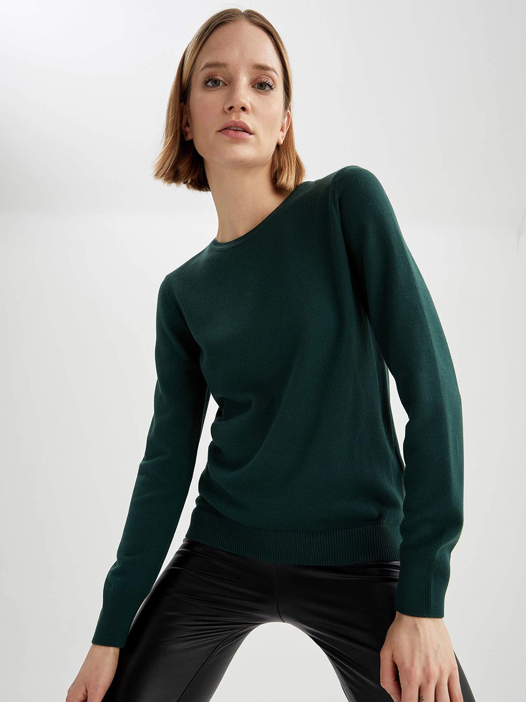 DeFacto Women Green Acrylic Pullover Price in India