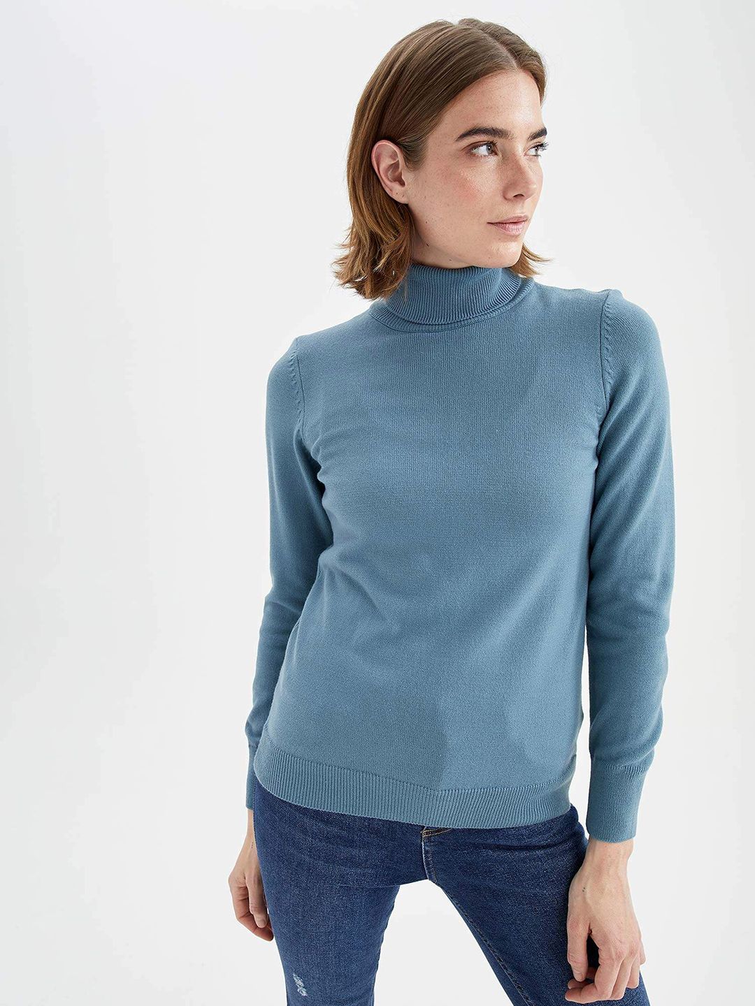 DeFacto Women Blue Acrylic Pullover Price in India