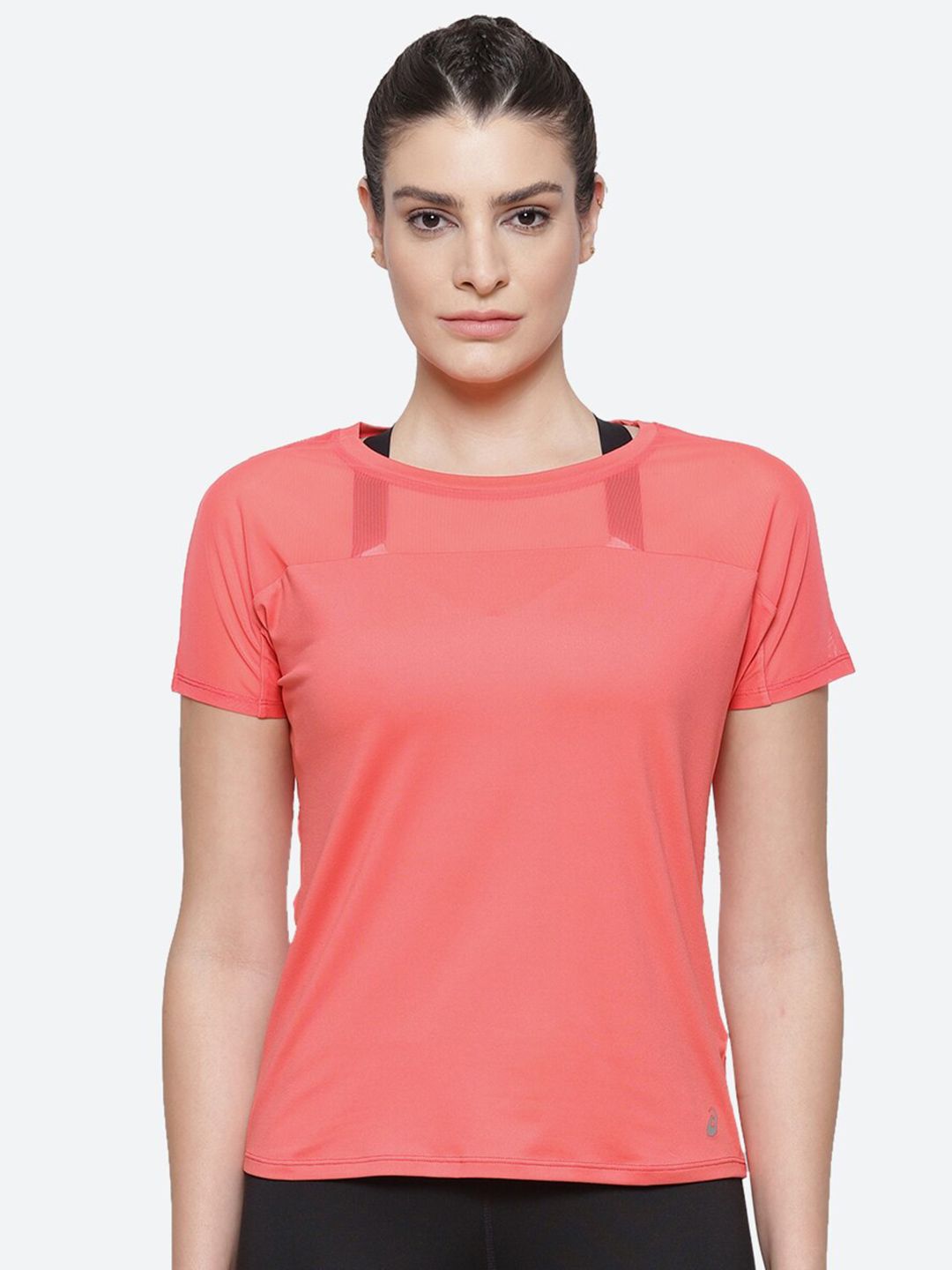 ASICS Women Peach-Coloured Cut Outs Training or Gym T-shirt W SS Price in India