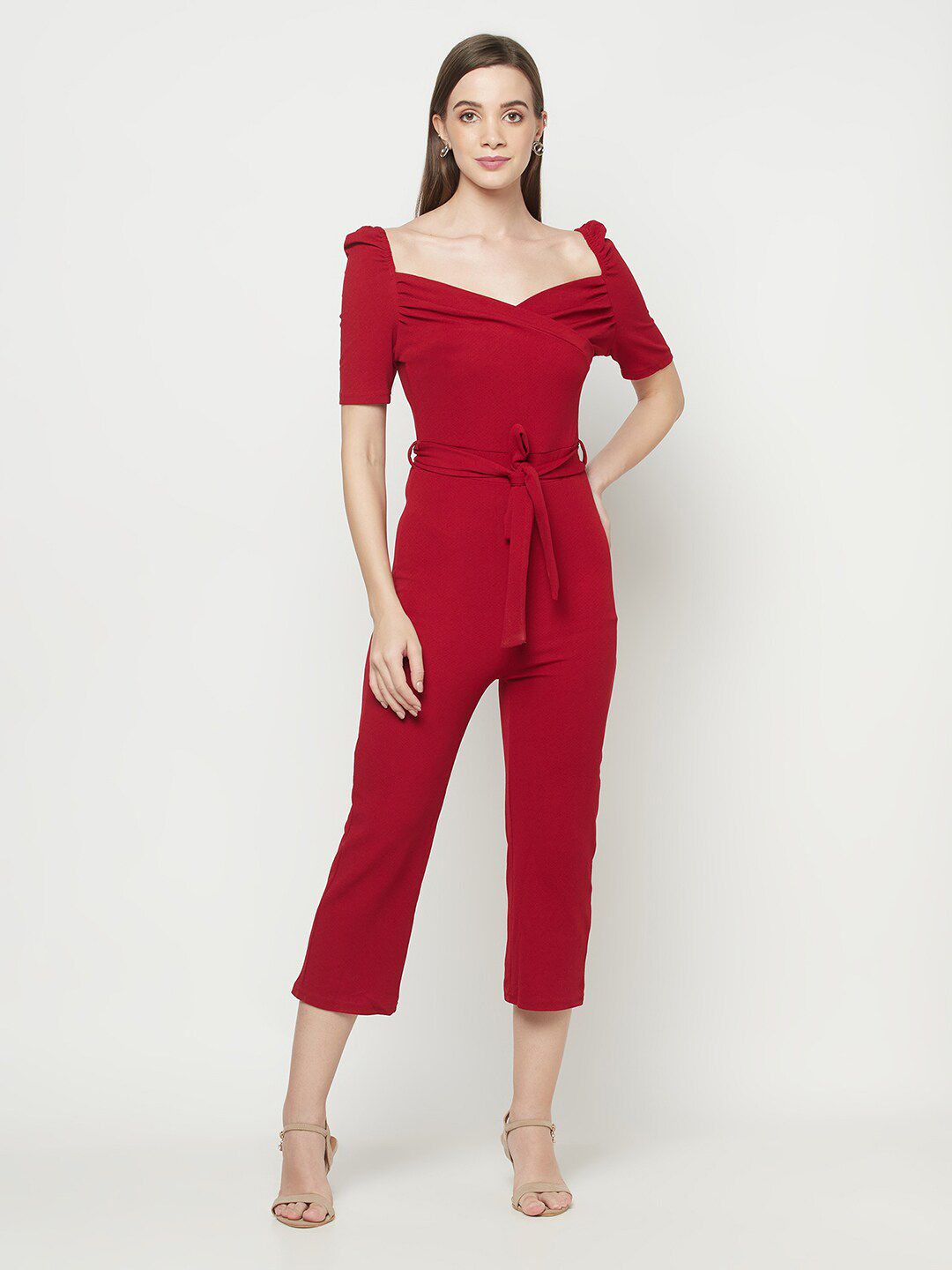 Purple State Maroon Basic Jumpsuit Price in India