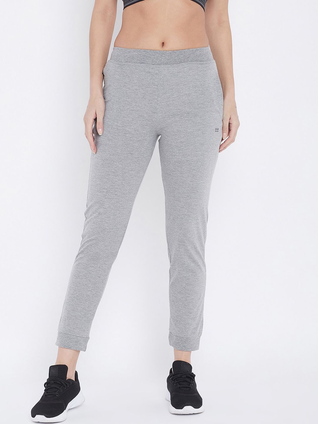 Okane Women Grey Solid Slim Fit Track Pants Price in India