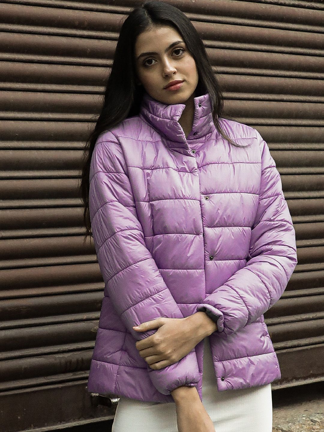 RAREISM Women Purple Padded Jacket Price in India
