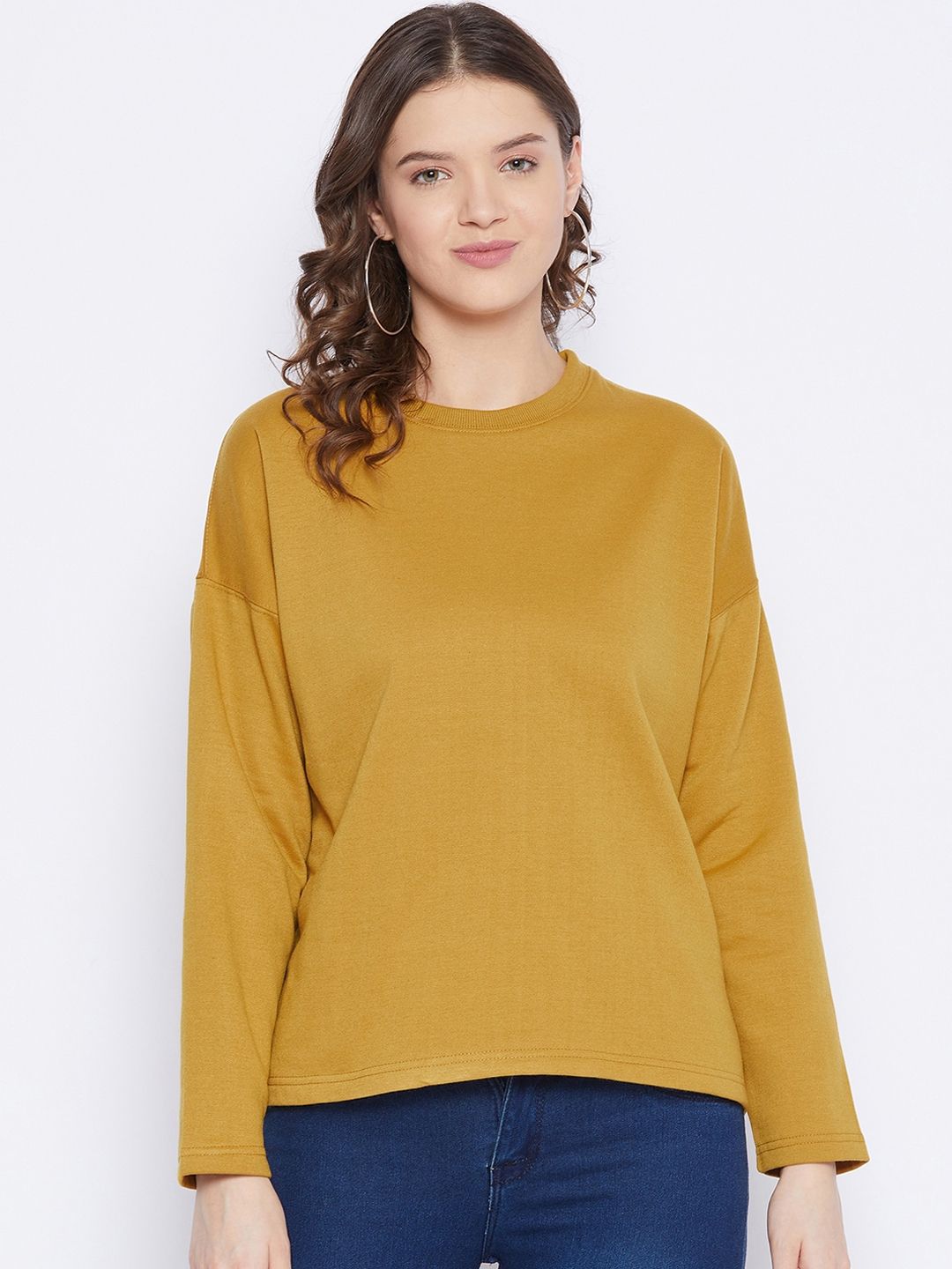 FRENCH FLEXIOUS Women Mustard Yellow Sweatshirt Price in India