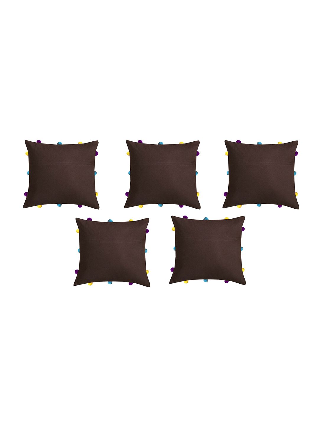 Lushomes Brown & Purple Set of 5 Square Cushion Covers Price in India