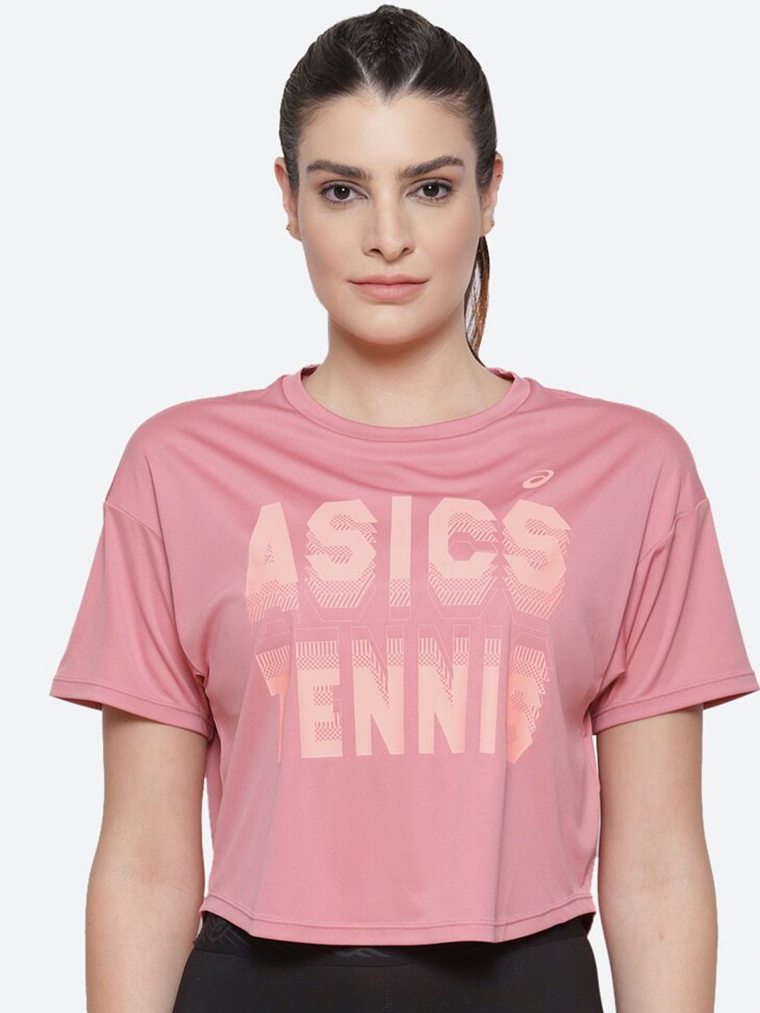 ASICS Women Pink Court W Gpx Tennis T Printed T-shirt Price in India