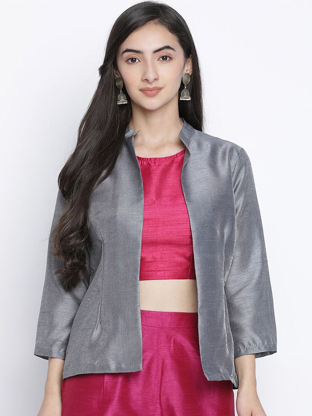 Oxolloxo Women Grey Party Shrug Price in India