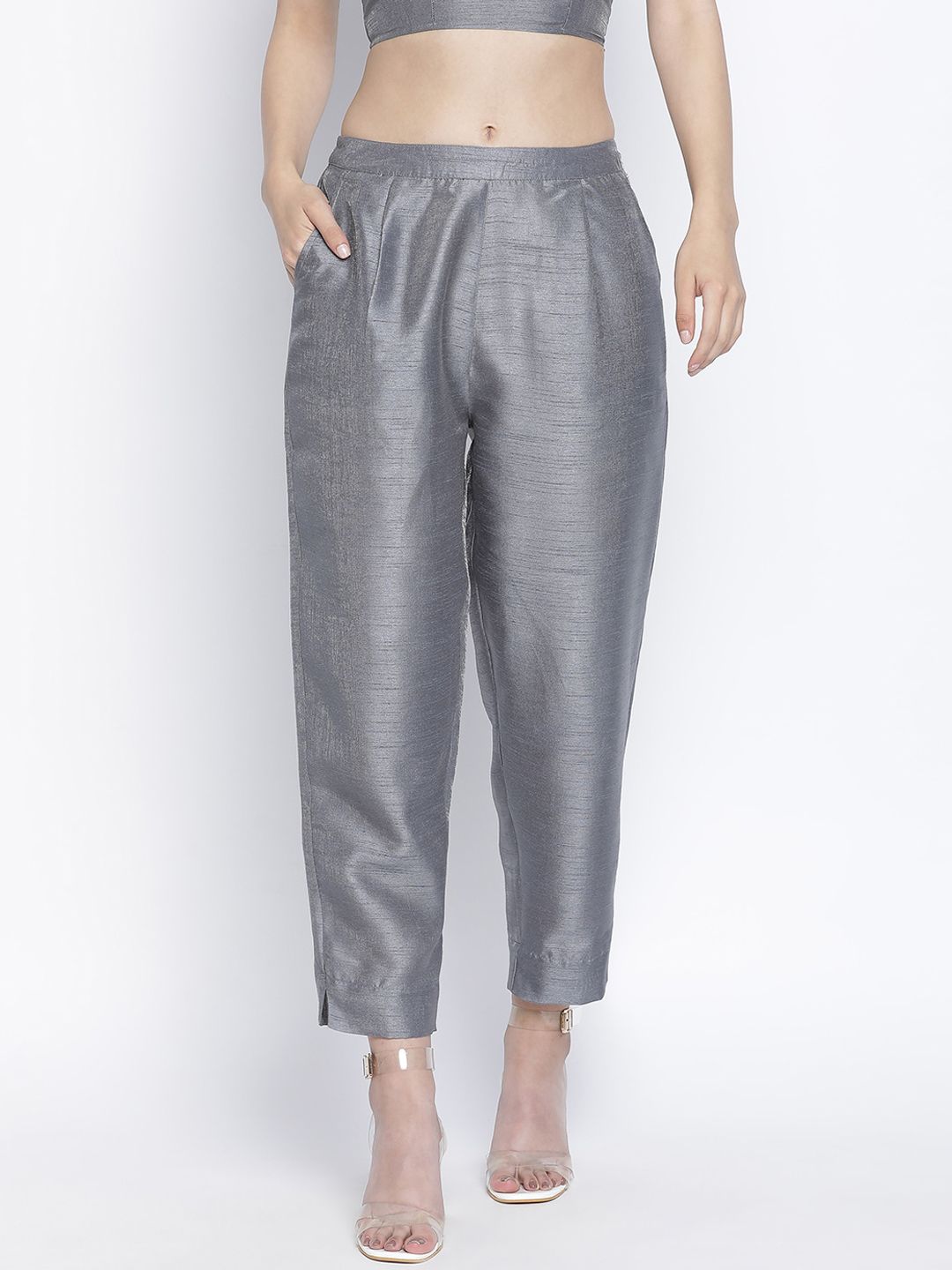 Oxolloxo Women Grey Trousers Price in India