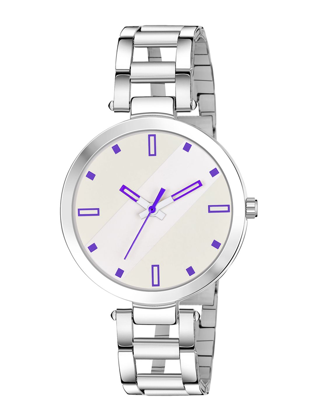 PERCLUTION ENTERPRISE Women Beige Dial & Silver Toned Bracelet Style Straps Watch PE239 Price in India