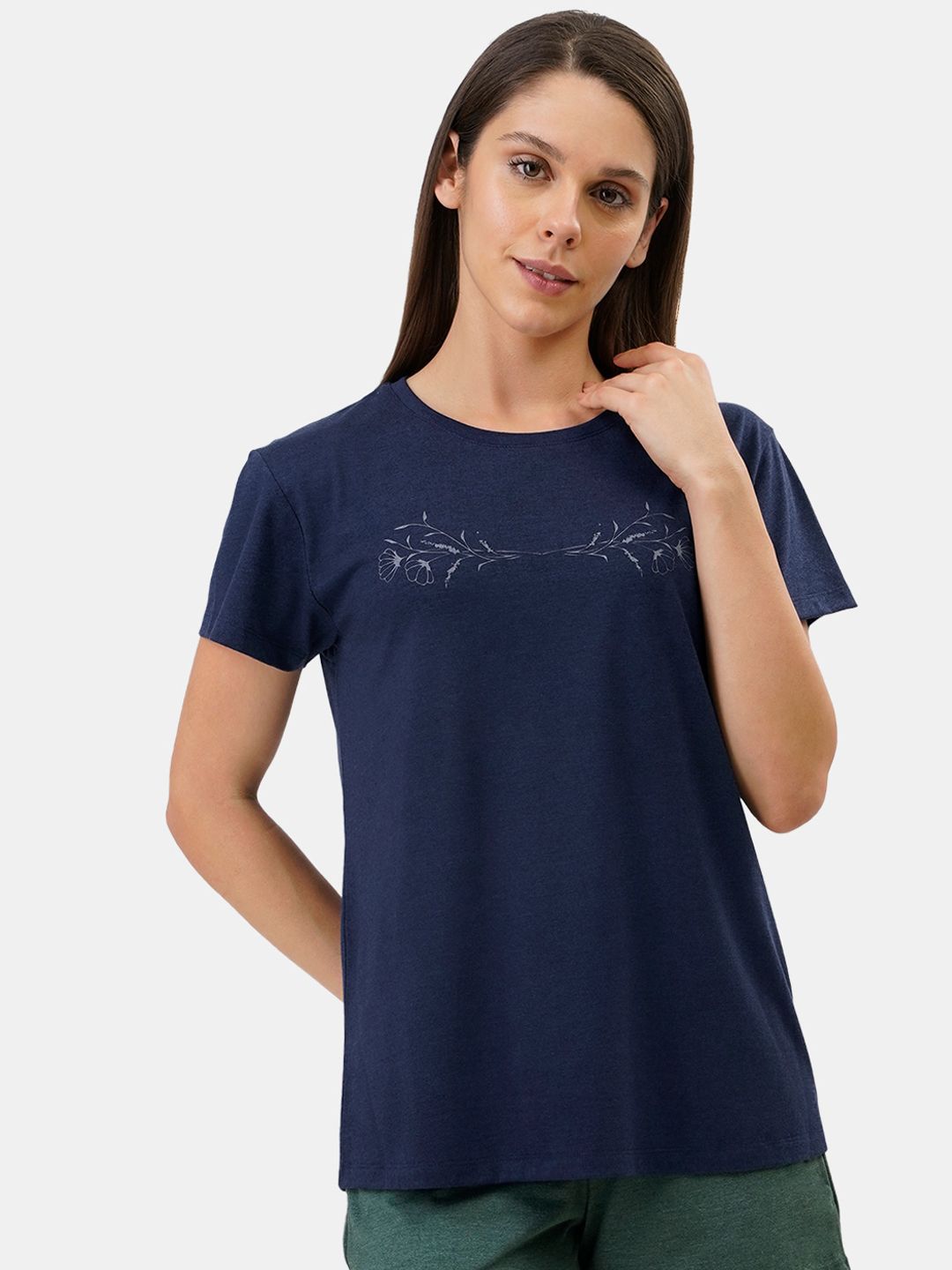 Amante Women Navy Blue Printed Lounge Tshirt Price in India