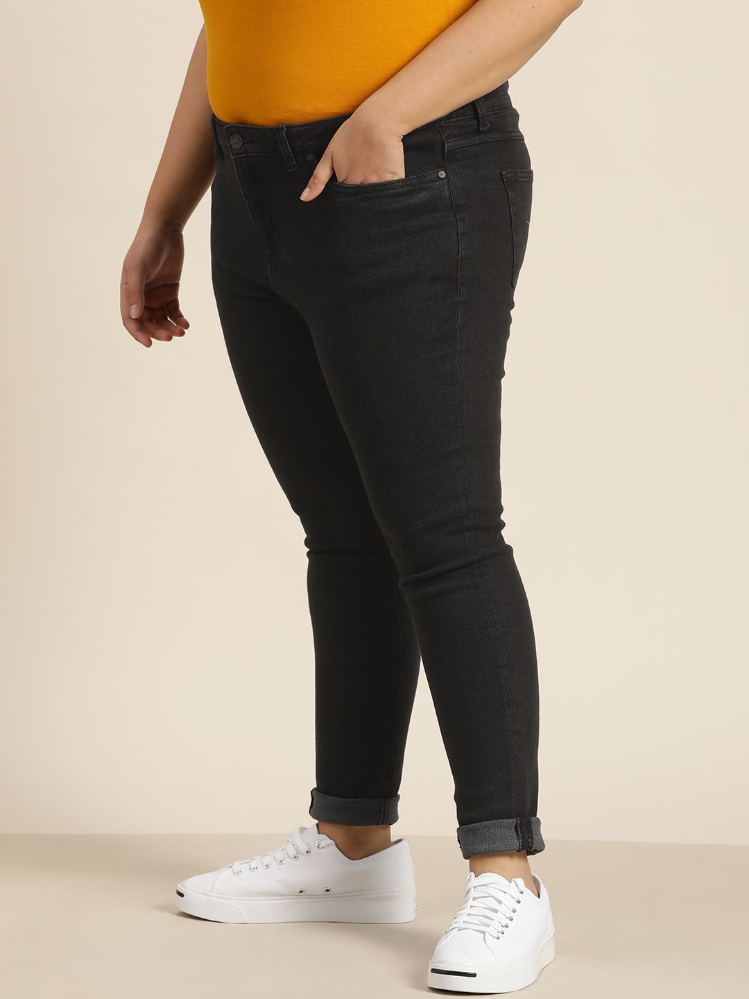 Sztori Plus Size Women Black Skinny Fit Stretchable Jeans Price in India