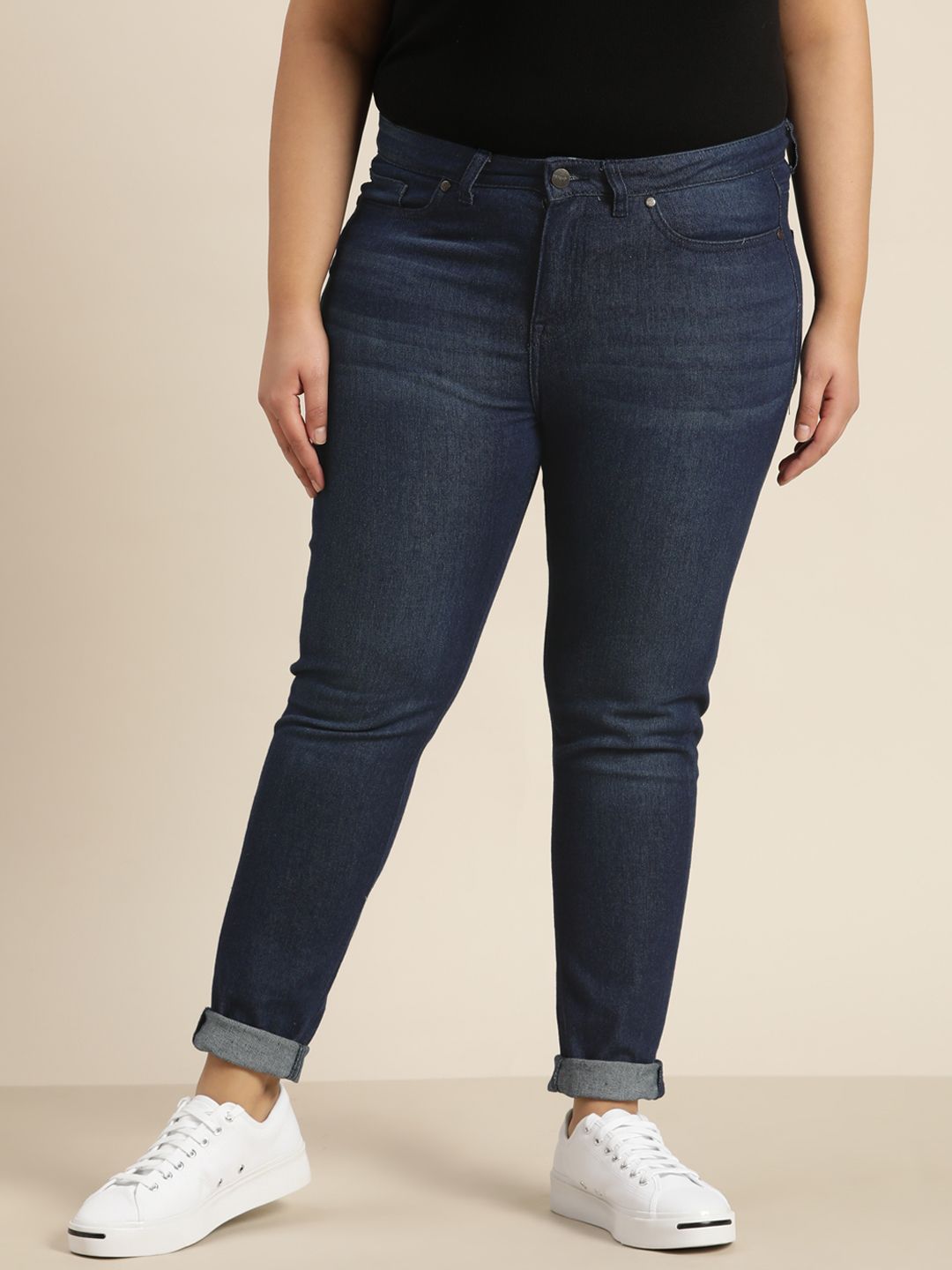 Sztori Plus Size Women Navy Blue Skinny Fit Stretchable Jeans Price in India