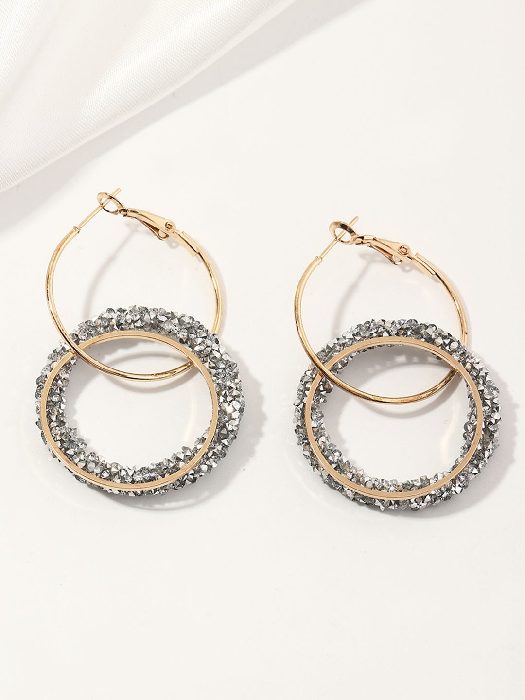 URBANIC Women Gold-Toned & Silver-Toned Circular Hoop Earrings Price in India