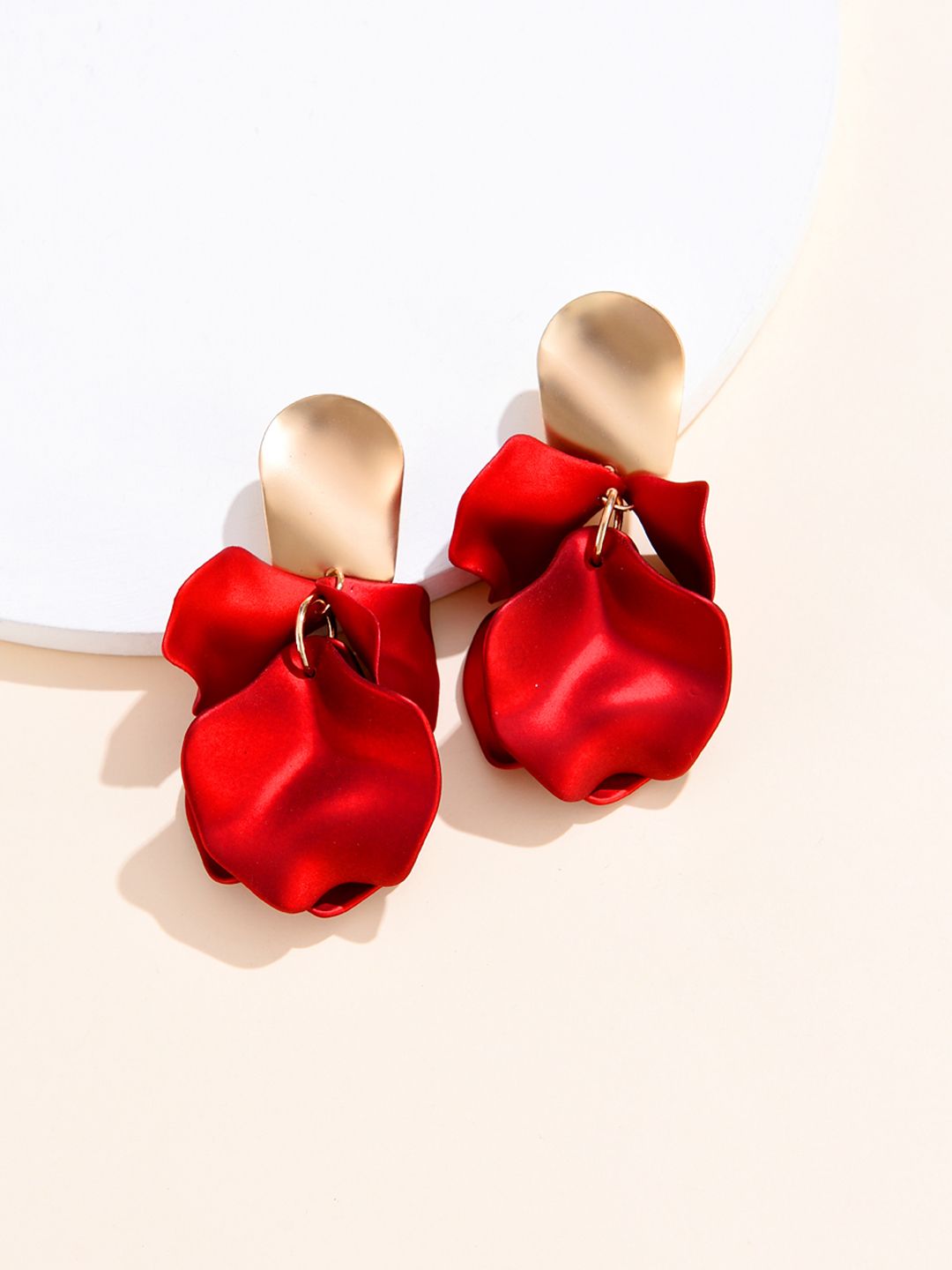 URBANIC Red & Gold-Toned Quirky Drop Earrings Price in India
