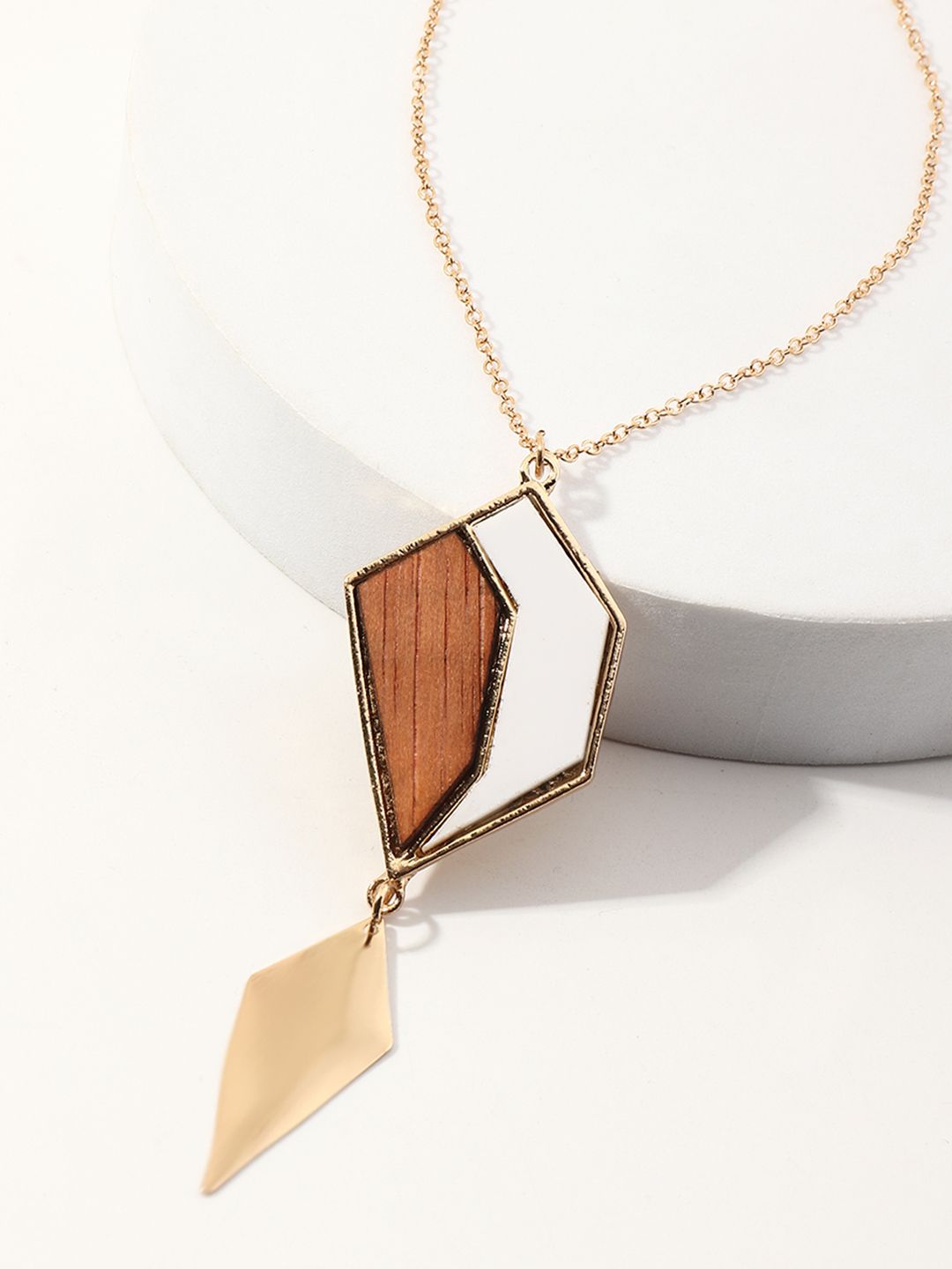 URBANIC Gold-Toned & Brown Geometric Necklace Price in India