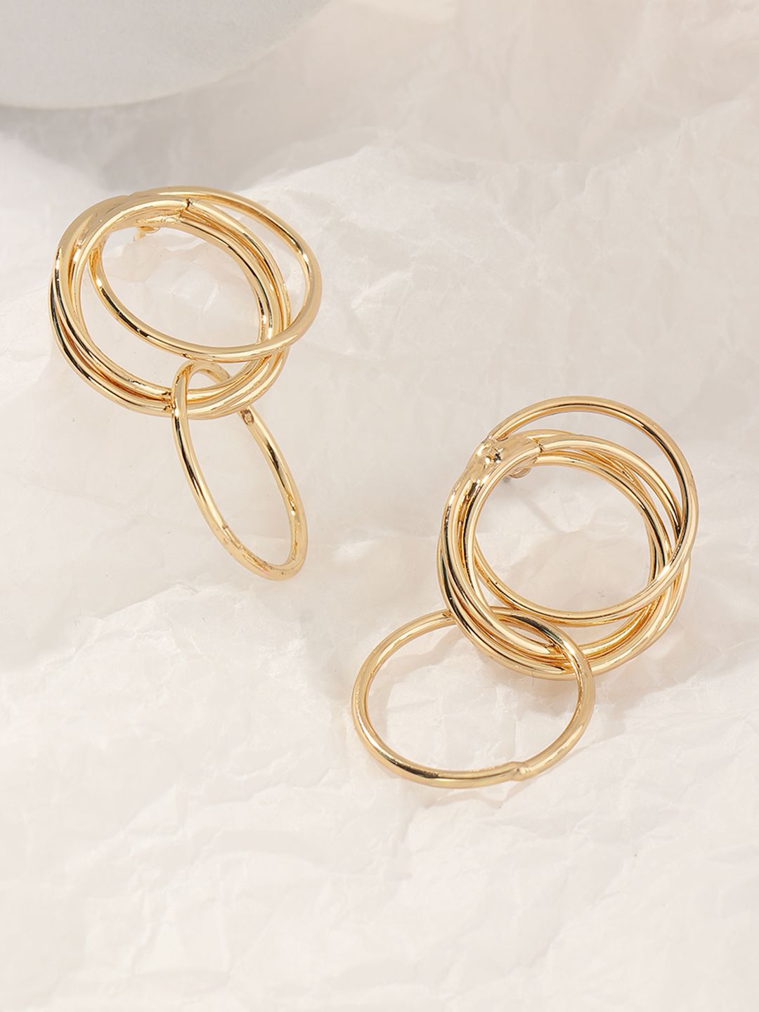 URBANIC Women Gold-Toned Circular Drop Earrings Price in India