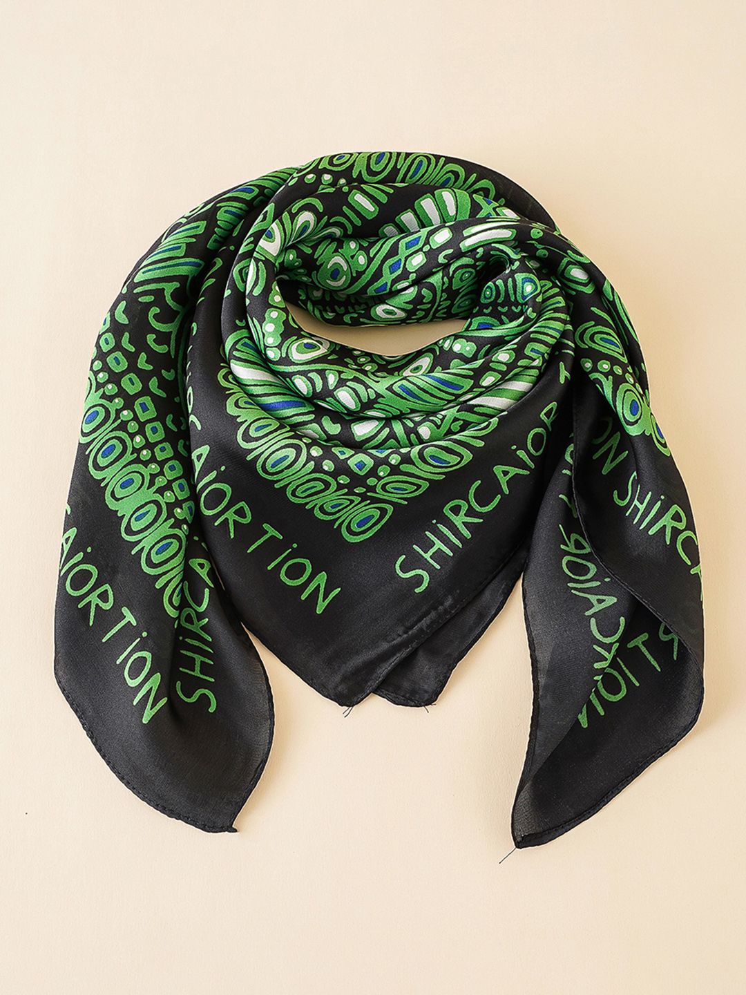 URBANIC Women Black & Green Printed Scarf Price in India