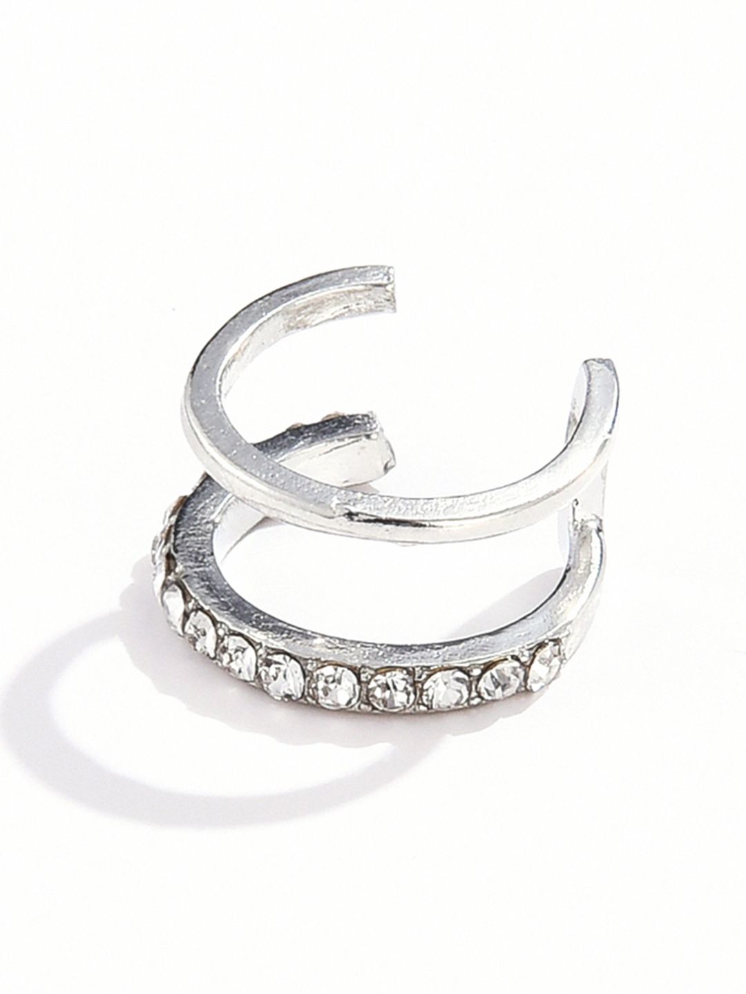 URBANIC Silver-Toned Crescent Shaped Ear Cuff Earrings Price in India
