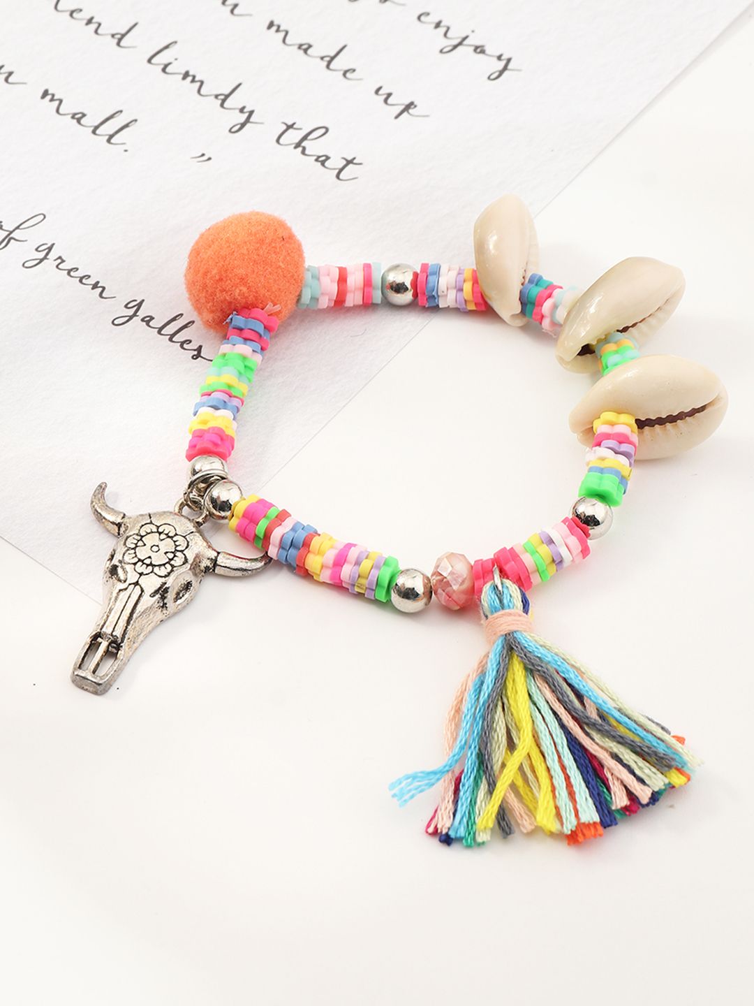 URBANIC Women Multicoloured Tasselled Charm Bracelet Price in India