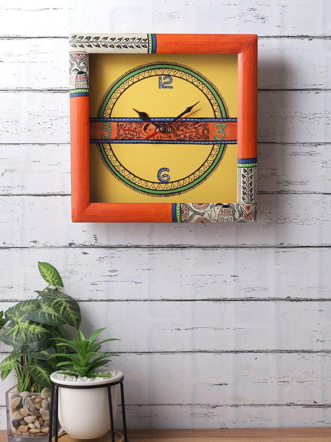 Aapno Rajasthan Orange & Yellow Printed Traditional Wall Clock Price in India