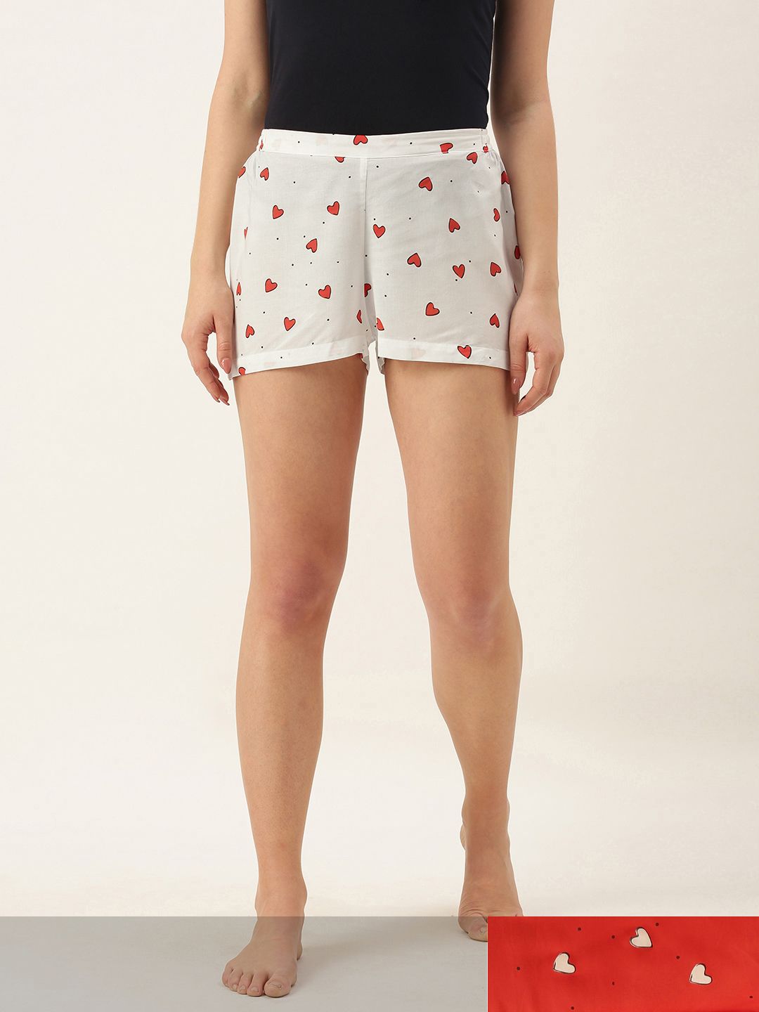 GALYPSO Women Pack of 2 Red & White Printed Lounge Shorts Price in India
