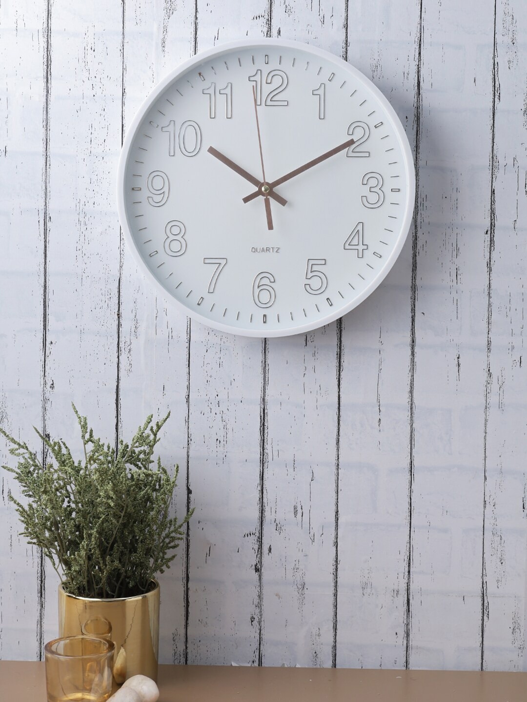 House Of Accessories White & Beige Contemporary Wall Clock Price in India