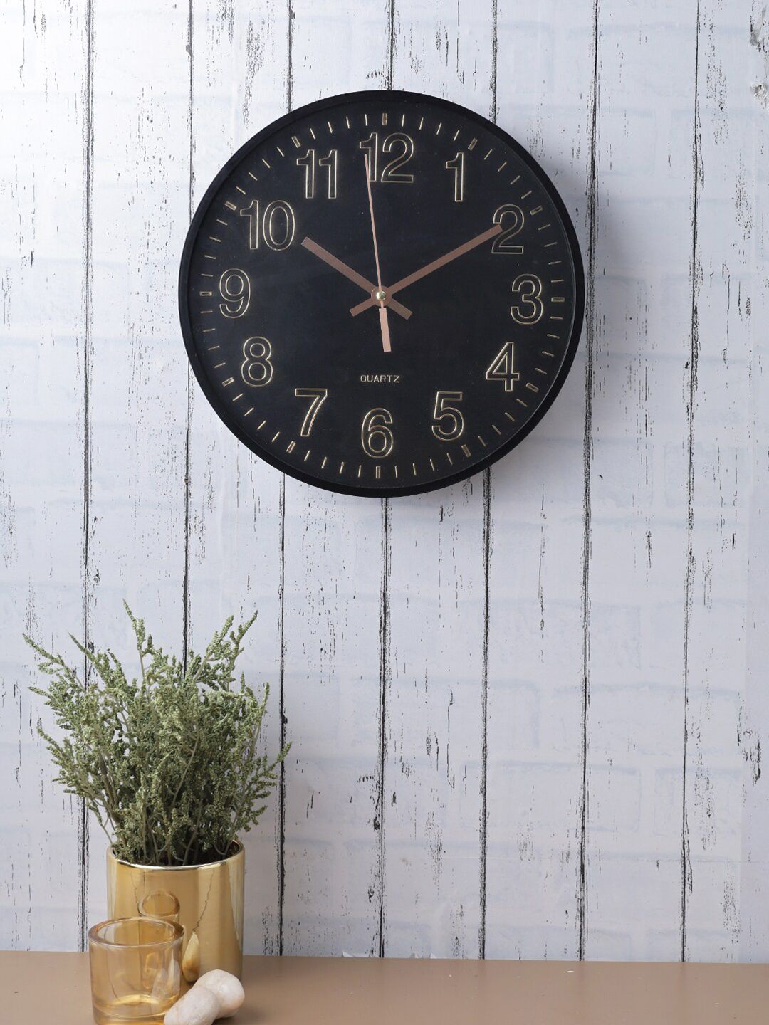 House Of Accessories Black Contemporary Analogue Wall Clock Price in India