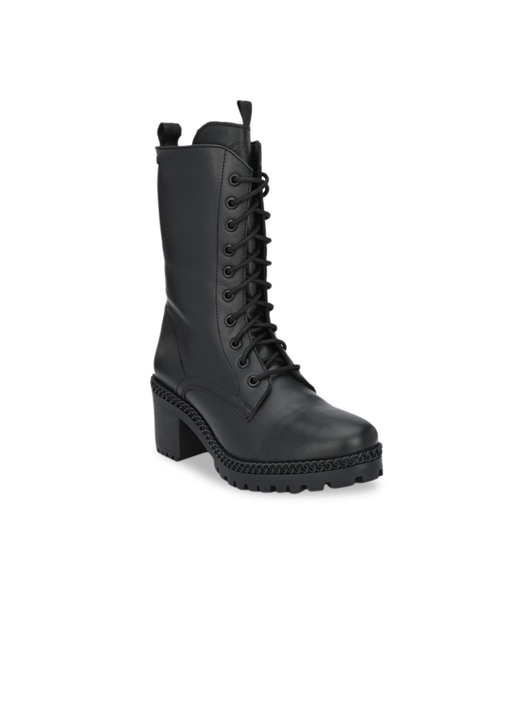 Delize Black High-Top Block Heeled Boots Price in India