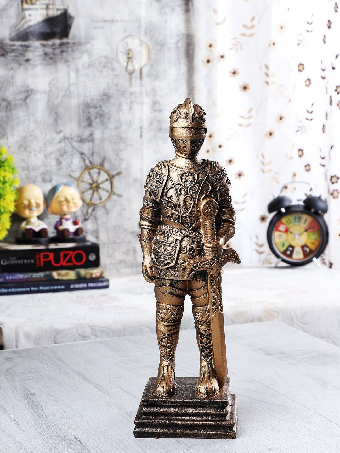 EXIM DECOR Gold-Toned Golden Armour With Sword Military Showpiece Price in India