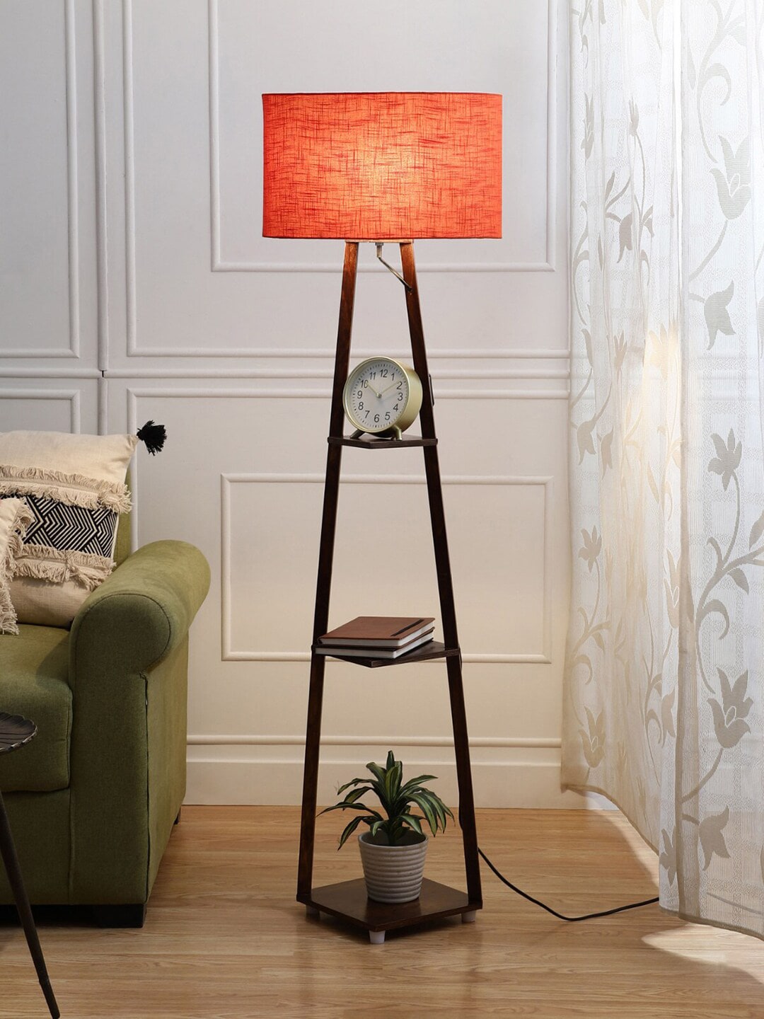SANDED EDGE Rust 3 Tier Shelf Space Cylindrical Contemporary Floor Lamp Price in India