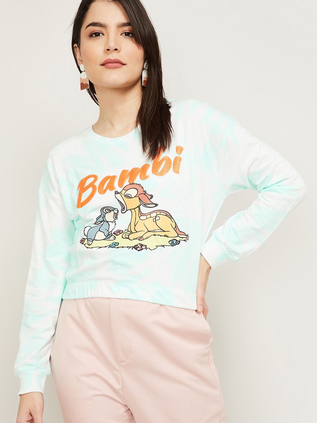 Ginger by Lifestyle Women Blue Printed Sweatshirt Price in India