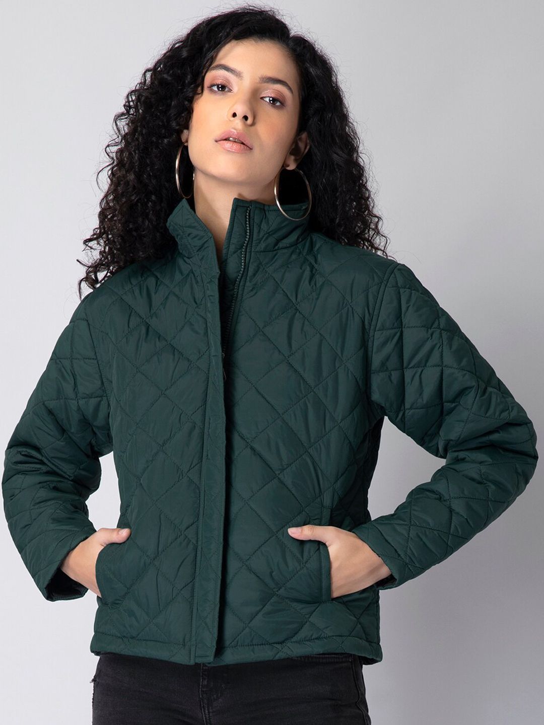 FabAlley Women Green Quilted Jacket Price in India